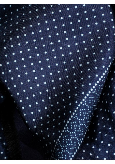 Royal Blue Dot Print Silk Scarf Detailed Close Up