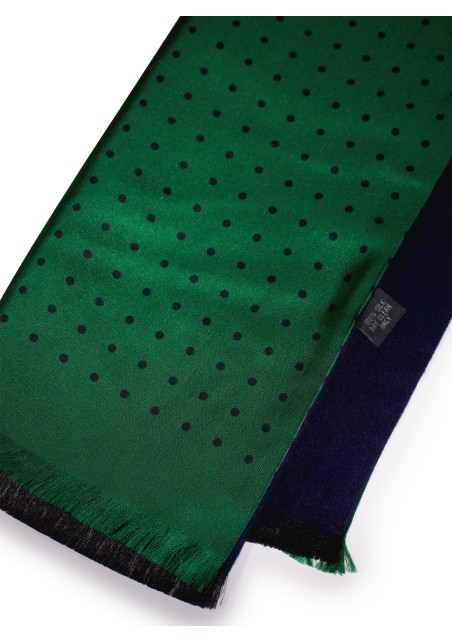 Kelly Green and Blue Polka Dot Scarf Double Sided