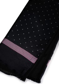 Charcoal Silk Scarf with Fine Circle Print Double Sided