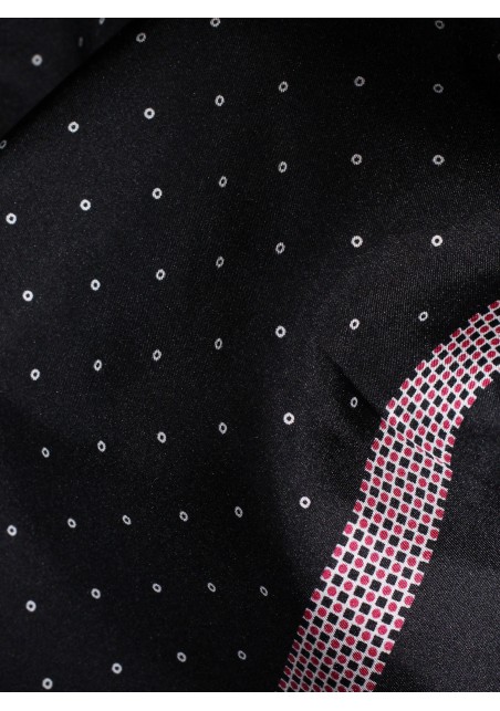 Charcoal Silk Scarf with Fine Circle Print Detailed Close Up Fabric Pattern