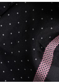 Charcoal Silk Scarf with Fine Circle Print Detailed Close Up Fabric Pattern