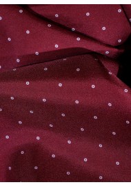 Maroon Autumn Silk Scarf in Dot Design Close Up Fabric Pattern