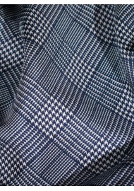 Glen Check Silk Scarf in Blue Detailed Close Up