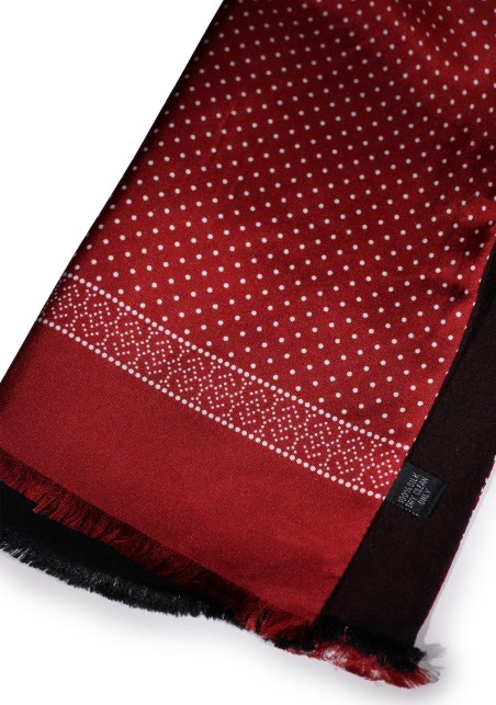 Fine Dot Design Silk Scarf in Terracotta Red Double Sided