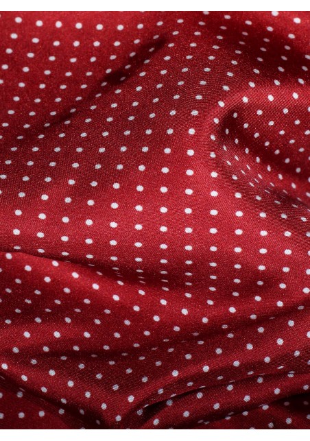 Fine Dot Design Silk Scarf in Terracotta Red Detailed Close Up