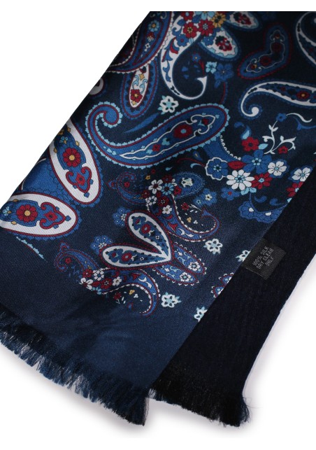 Bold Paisley Print Silk Scarf Double Sided
