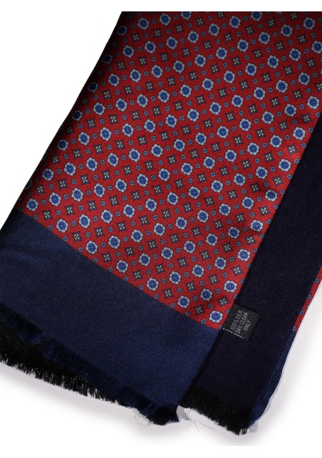 Timelessly Elegant Mens Silk Scarf in Burgundy and Navy Double Sided