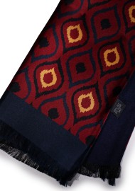 Retro Drop Print Designer Silk Scarf Double Sided