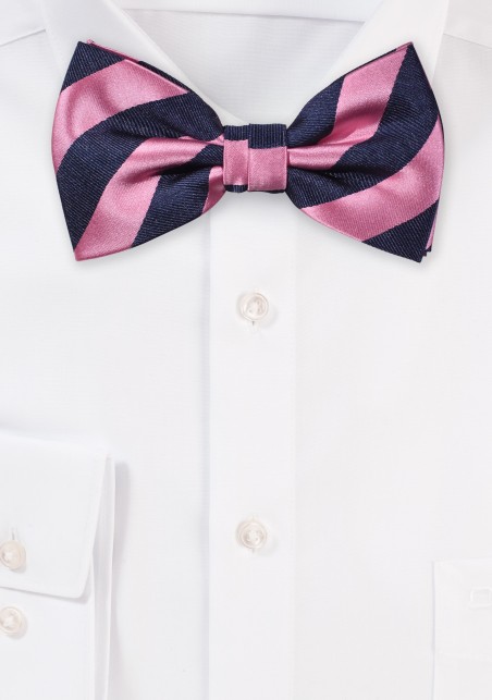 Striped Bow Tie in Pink and Navy