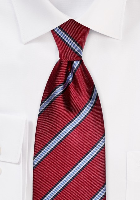 Extra Long Regimental Tie in Deep Red