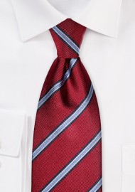 Extra Long Regimental Tie in Deep Red