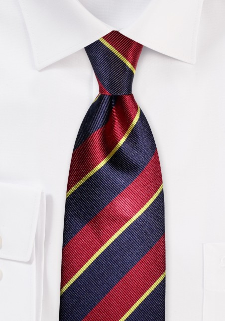 Classic Regimental Striped Tie in Navy, Burgundy, Gold