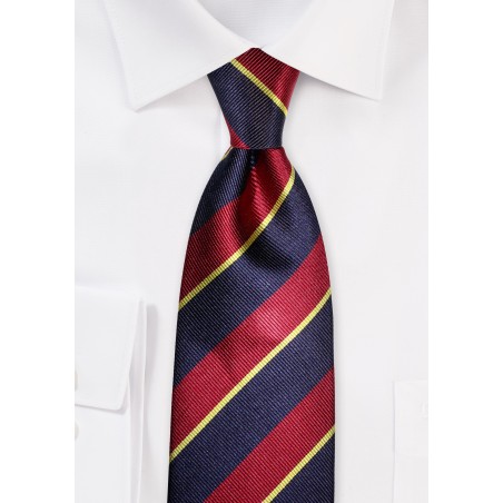 Classic Regimental Striped Tie in Navy, Burgundy, Gold