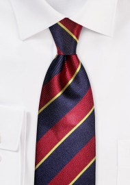 Classic Regimental Striped Tie in Navy, Burgundy, Gold