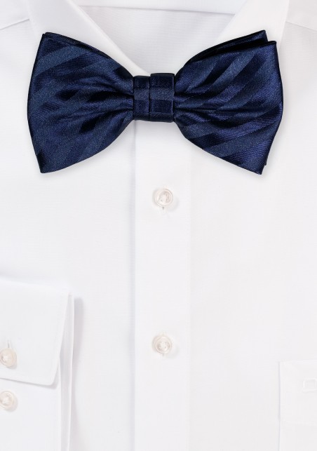 Solid Navy Striped Bowtie