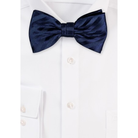 Solid Navy Striped Bowtie