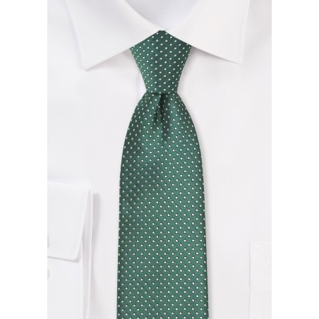 Dark Green Skinny Tie with Silver Dots