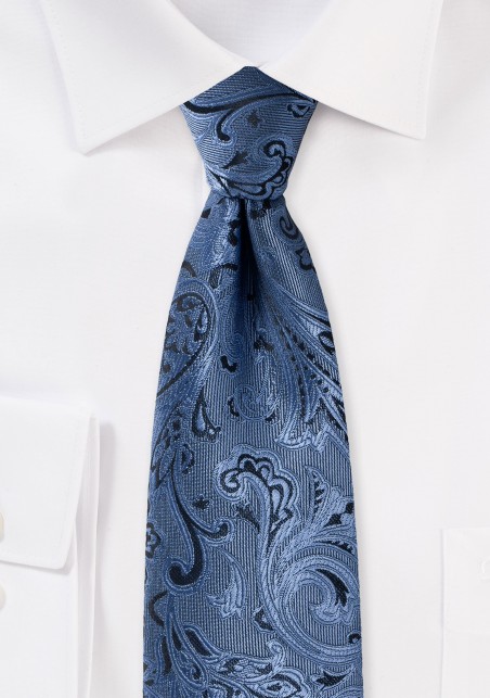 Steel Blue Paisley Tie