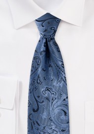 Steel Blue Kids Paisley Tie