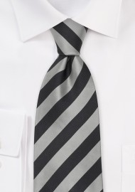 Striped Silk Ties - Gray & Silver Striped tie