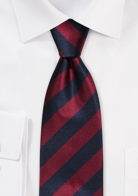 Navy and Burgundy Repp Striped Tie
