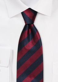 Navy and Burgundy Repp Striped Tie