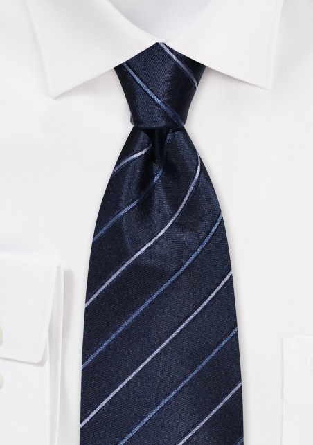 Navy and Light Blue Striped Tie