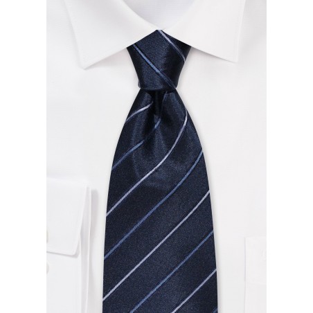 Navy and Light Blue Striped Tie