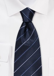 Navy and Light Blue Striped Tie