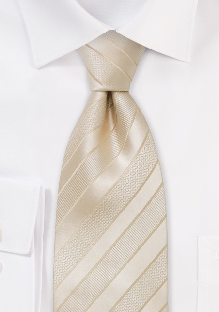 Cream colored striped silk tie