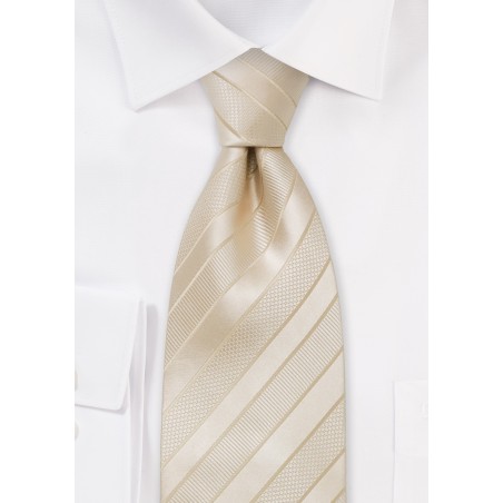 Cream colored striped silk tie