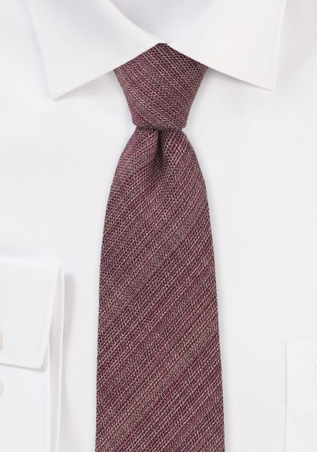 Chambray Skinny Tie in Deep Burgundy