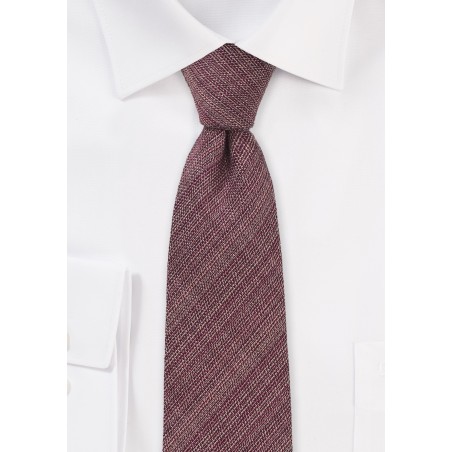 Chambray Skinny Tie in Deep Burgundy