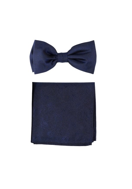 Woodgrain Texture Bow Tie Set in Dark Navy