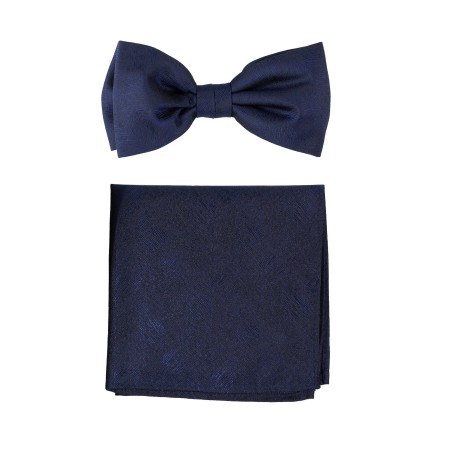 Woodgrain Texture Bow Tie Set in Dark Navy