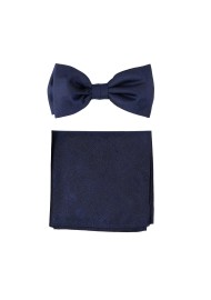 Woodgrain Texture Bow Tie Set in Dark Navy
