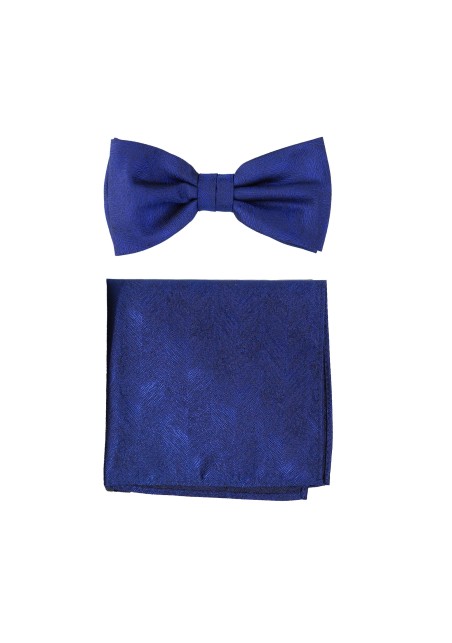 Woodgrain Texture Bow Tie Set in Dress Blue