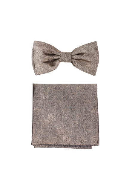 Bronze Gold Woodgrain Texture Bow Tie Set