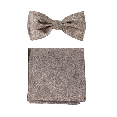 Bronze Gold Woodgrain Texture Bow Tie Set
