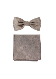 Bronze Gold Woodgrain Texture Bow Tie Set