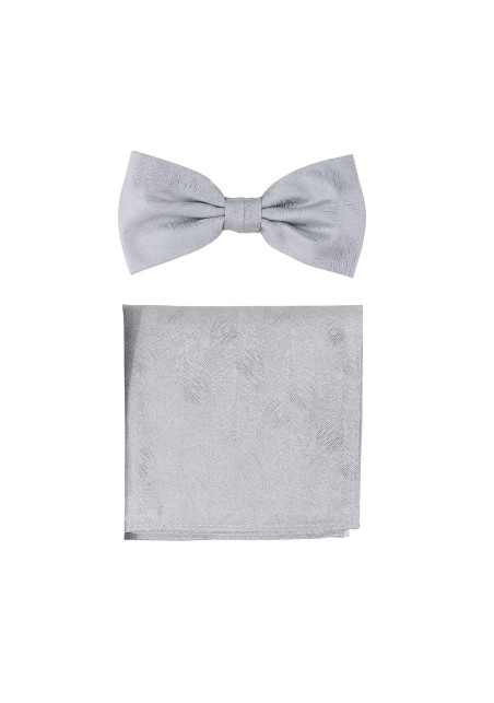 Woodgrain Texture Bow Tie Set in Sterling Silver