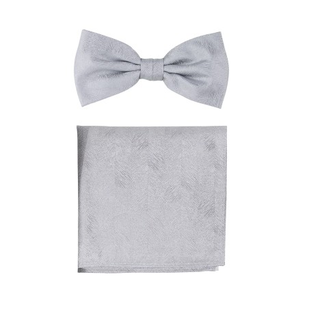 Woodgrain Texture Bow Tie Set in Sterling Silver