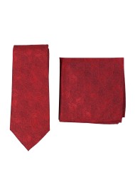 Woodgrain Texture Necktie Set in Apple Red