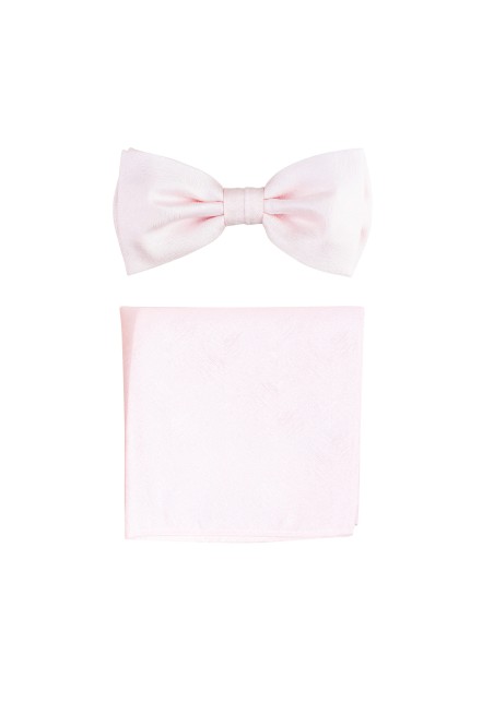Woodgrain Texture Bow Tie Set in Blush Pink