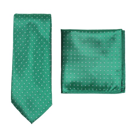 Satin Micro Dot Necktie Set in Kelly Green