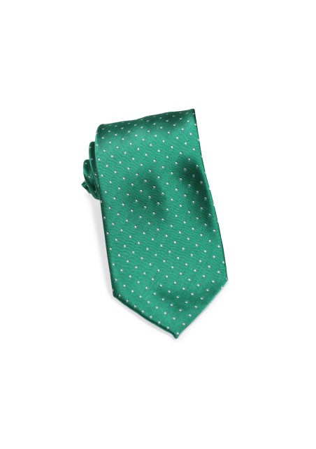 Satin Micro Dot Necktie in Kelly Green