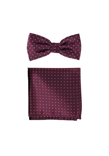 Micro Polka Dot Bow Tie Set in Burgundy