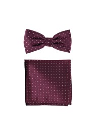 Micro Polka Dot Bow Tie Set in Burgundy