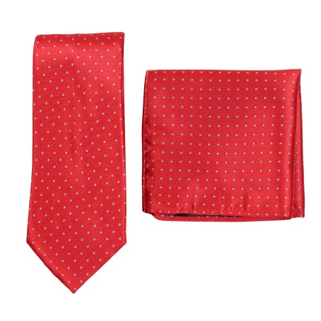 Satin Micro Dot Necktie Set in Cherry Red