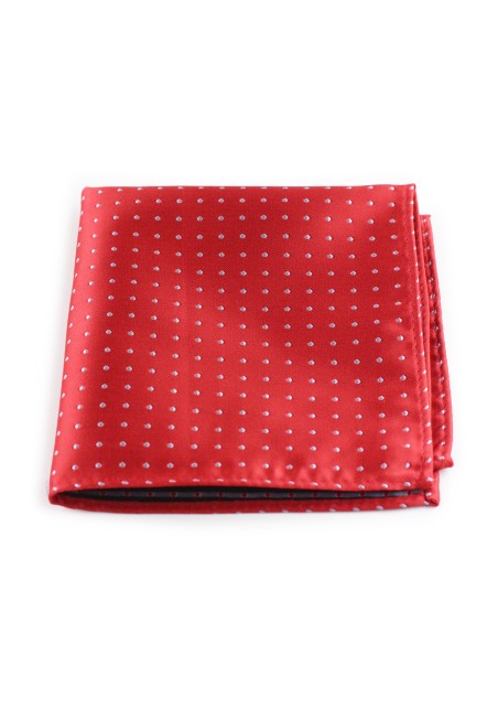 Satin Micro Dot Pocket Square in Cherry Red